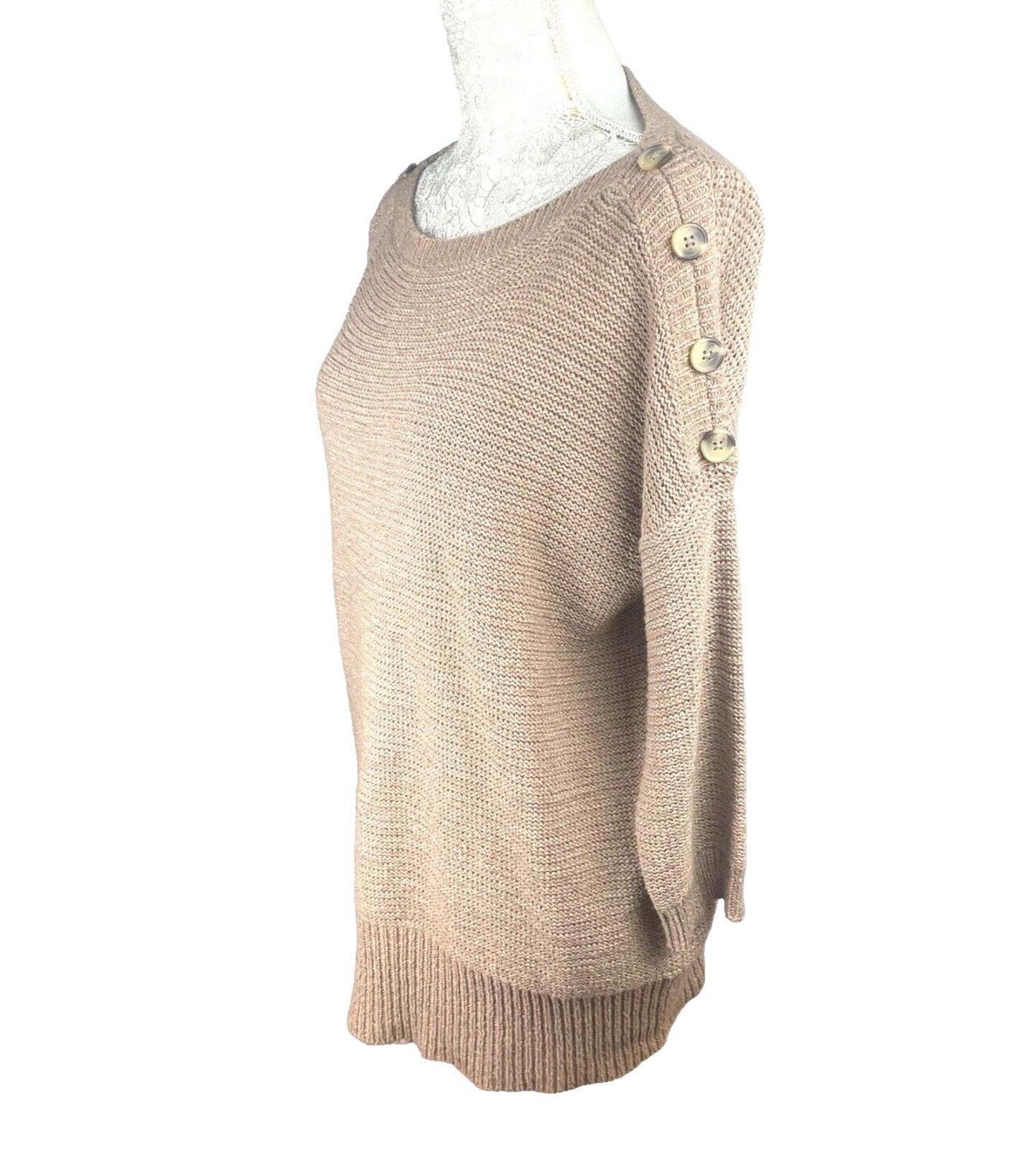 Wallis Knit Jumper Beige With Button Detail Women's UK Size 12-14