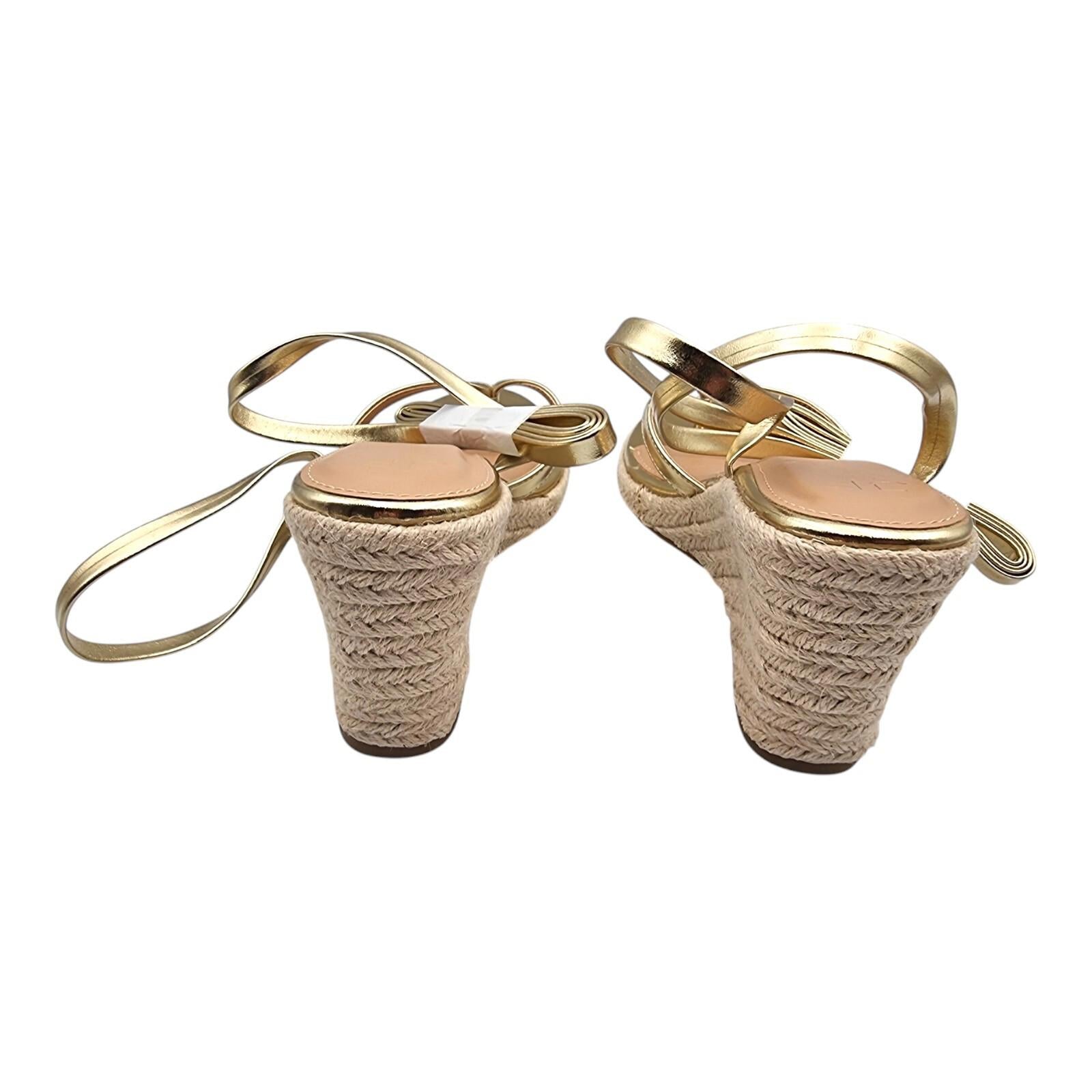 JUSTFAB Ambretta Wrap Wedge Sandals Shoes Gold Women's UK Size 9