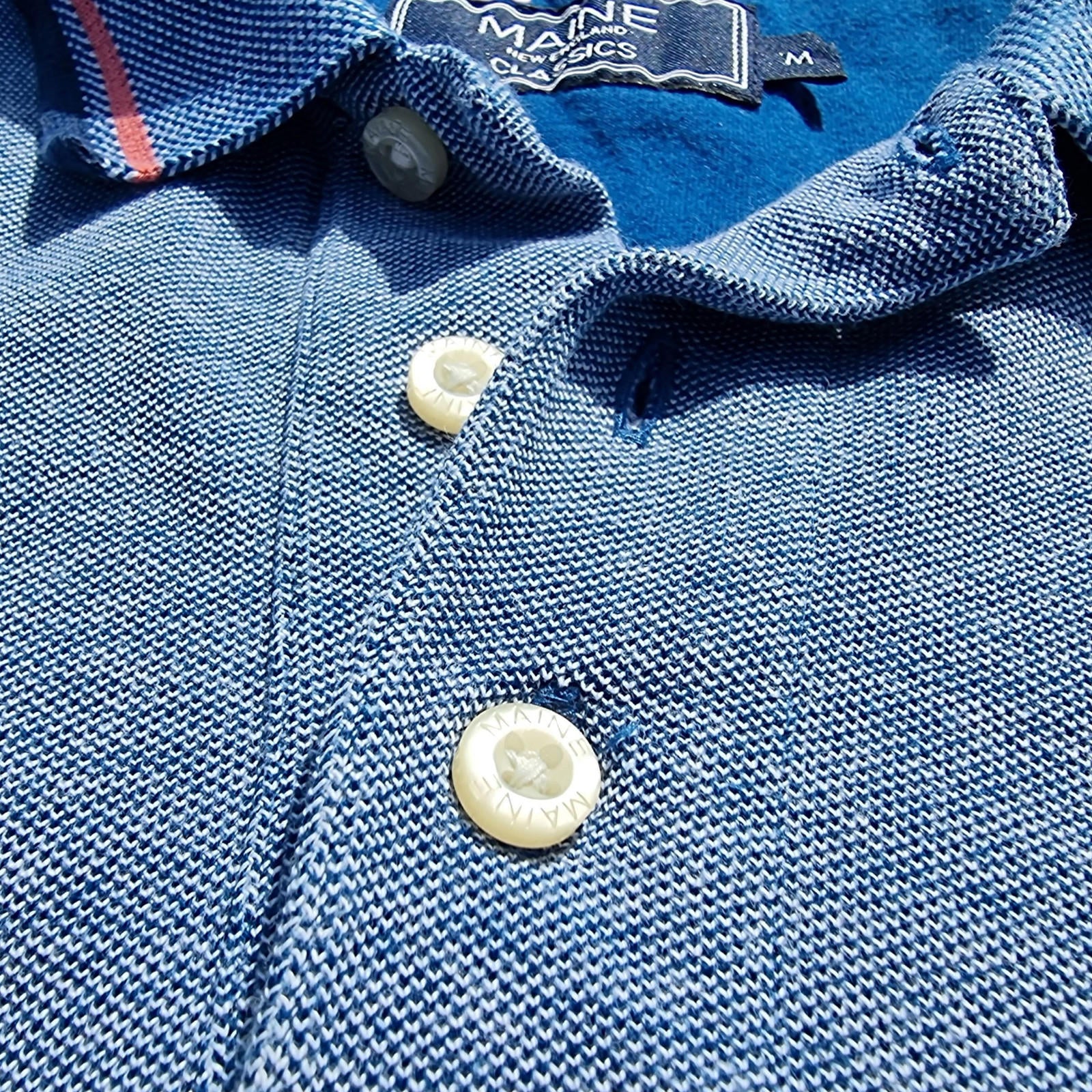 Maine Polo Shirt Men's UK Size M Blue Contrasting Trim 100% Cotton