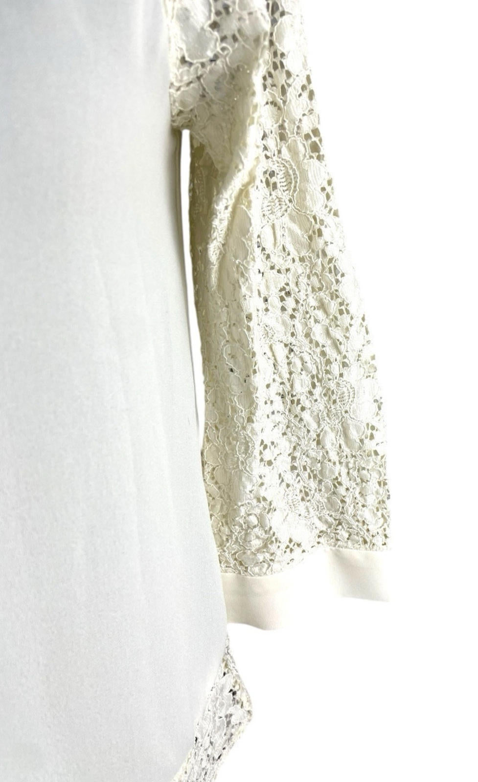 Zara Basic Ivory Blouse Lace Panels Women’s UK Size S