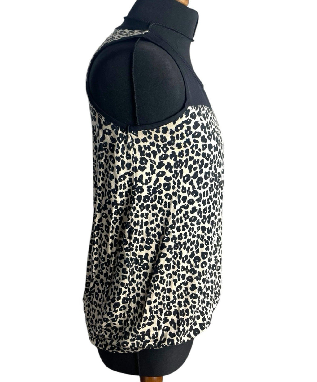 Leopard Print Vest Top Chiffon Panel Neck Women’s UK Size S