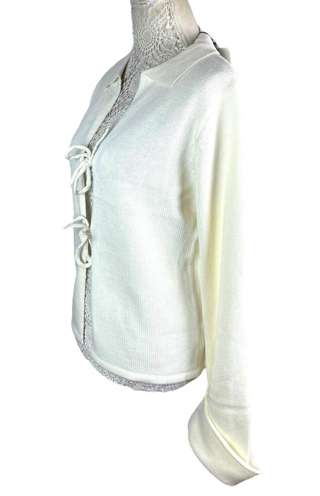Cassiopea Cream Knitted Cardigan Tie Front Collared Women’s UK Size S