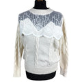 Shein Beige Knit Jumper White Lace Panel Long Sleeve Women’s UK Size L