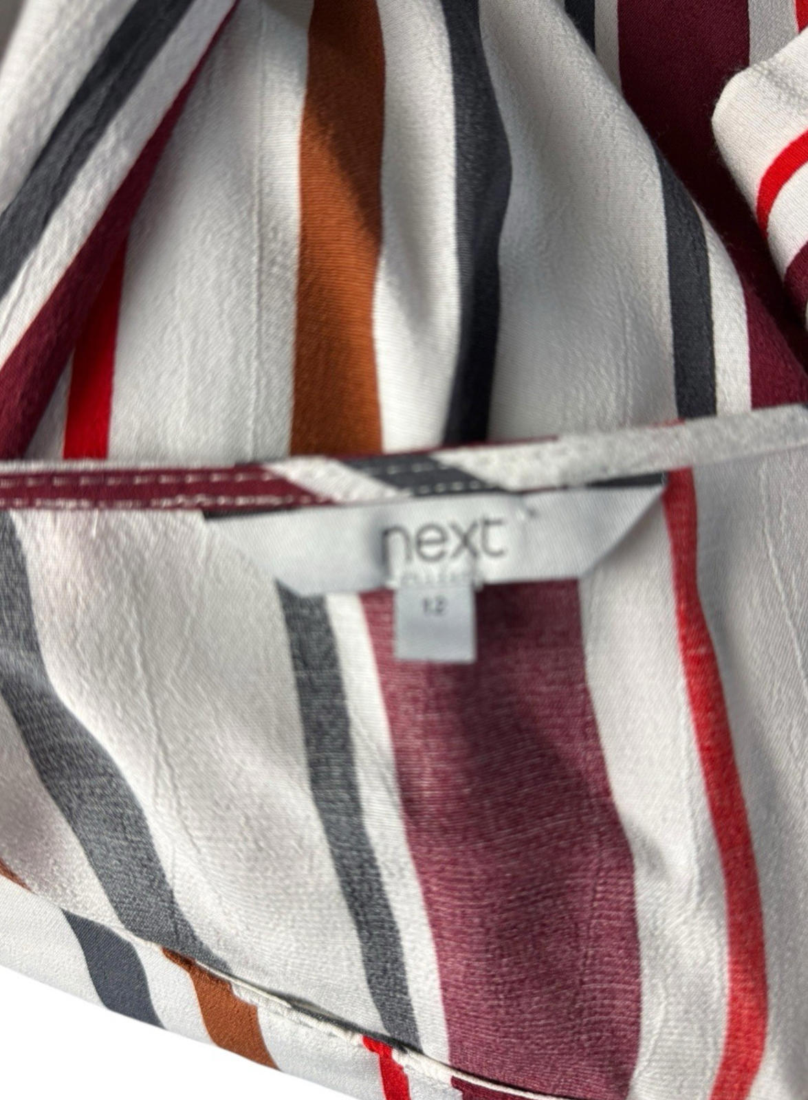 Next Stripe Blouse 3/4 Sleeve Round Neck Women’s UK Size 12