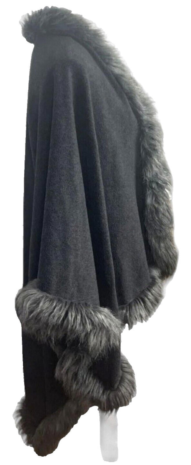 Very Fur Fleece Wrap Shawl Open Shoulder Coat Women's One Size UK 8 - 14 Grey