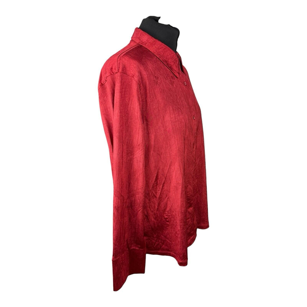 Next Satin Shirt Blouse Women’s UK Size 20 Long Sleeve Collared Red