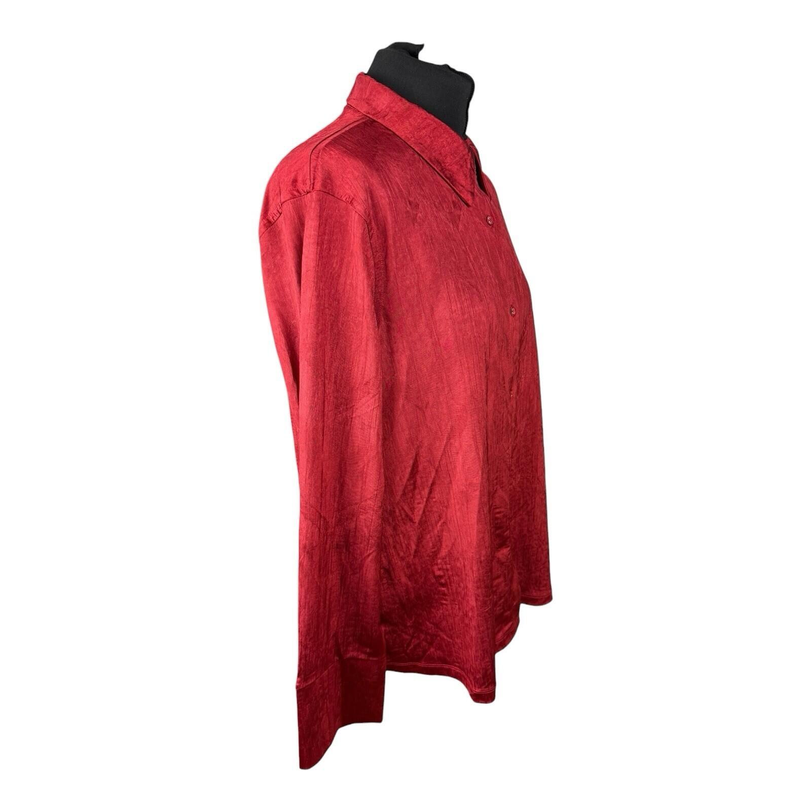 Next Satin Shirt Blouse Women’s UK Size 20 Long Sleeve Collared Red