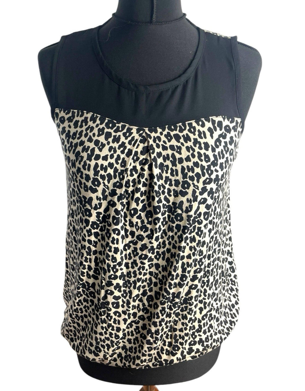 Leopard Print Vest Top Chiffon Panel Neck Women’s UK Size S
