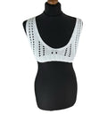White Knit Micro Crop Top Perforated Hole Design Women’s UK Size 8