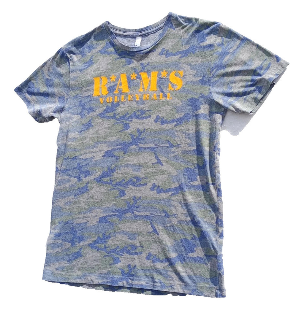 RAMS Volleyball Graphic Print T-Shirt Men's UK Size M Grey Crew Neck Cammo