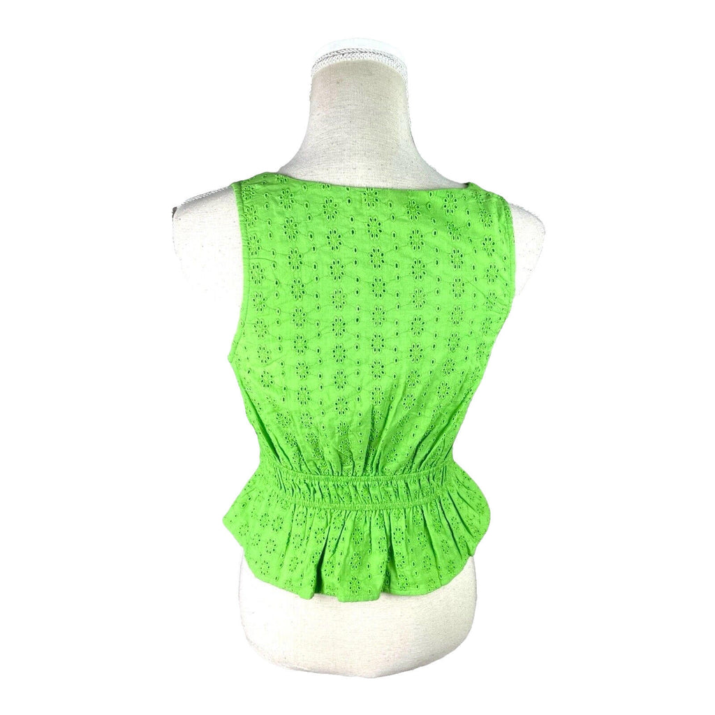 Tank Top Embroidered Cropped Green Blouse Women’s UK Size 8
