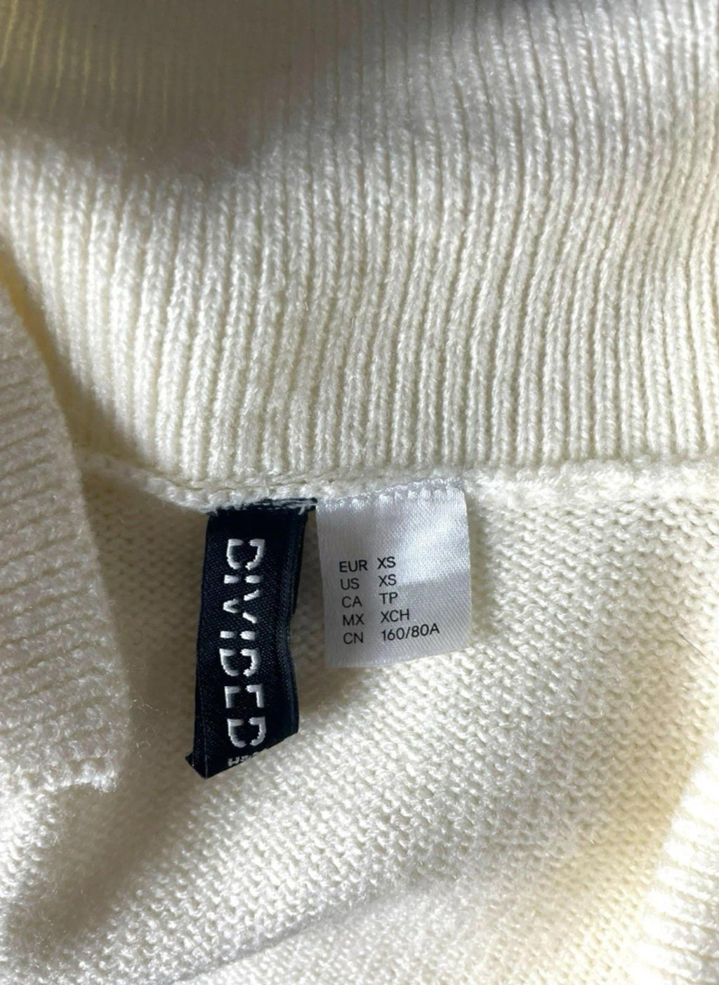 Divided Ivory Collared Jumper Cropped Long Sleeve Women’s UK Size XS