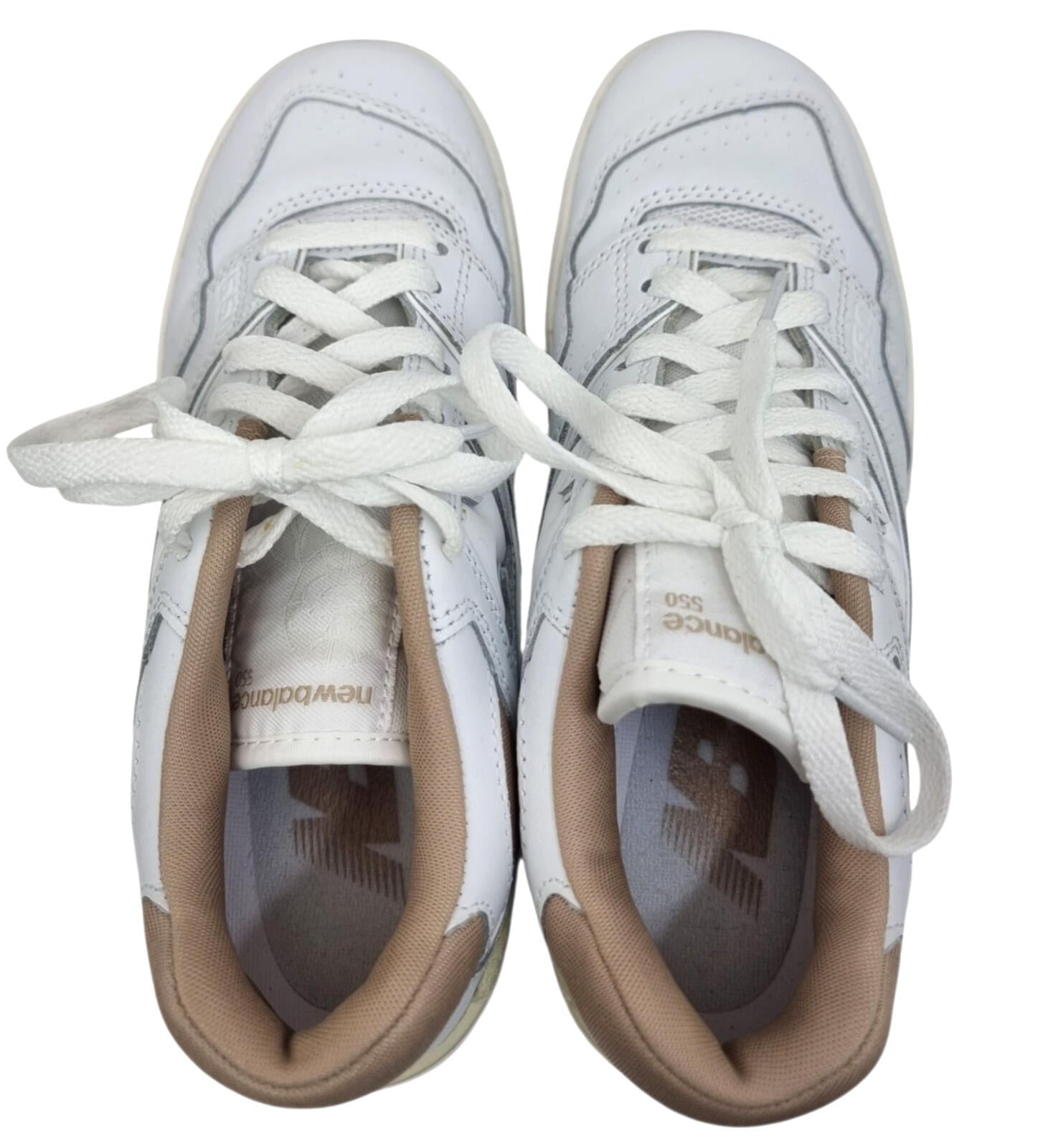 New Balance 550 Trainers Women's UK Size 4 White Tan Synthetic Leather