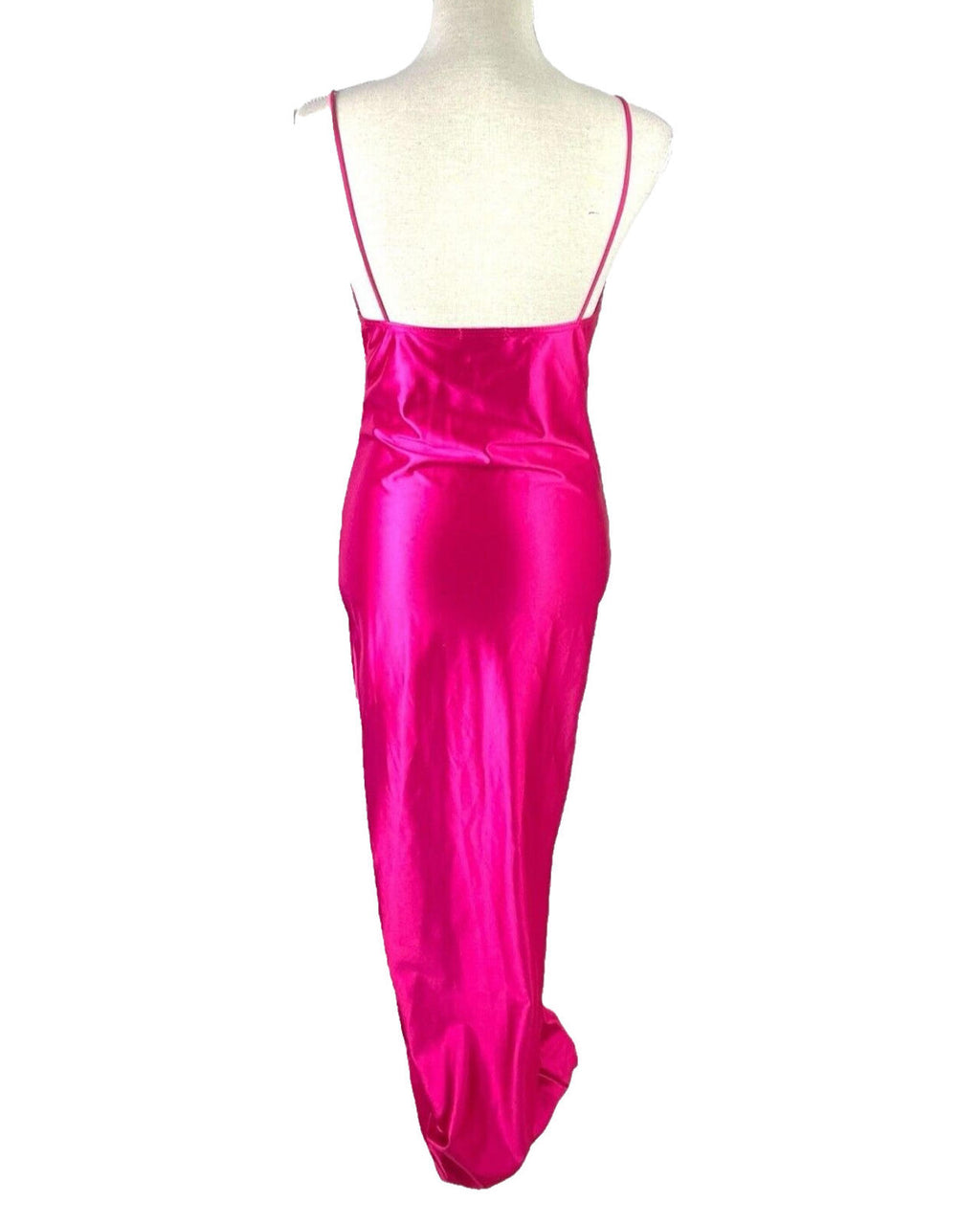 Pretty Little Thing Satin Maxi Slip Dress Women’s UK Size 10 Pink Cut-Out Waist