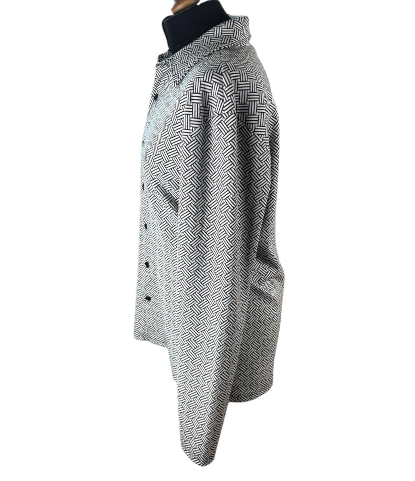River Island London Shirt Blouse Black White Geometric Pattern Womens UK Size M