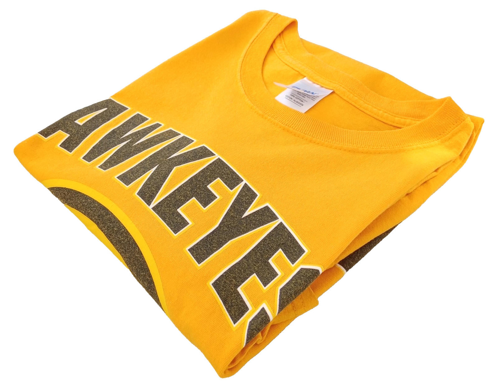 Hawkeyes Football Graphic Print T-Shirt Men's UK Size S Yellow 100% Cotton