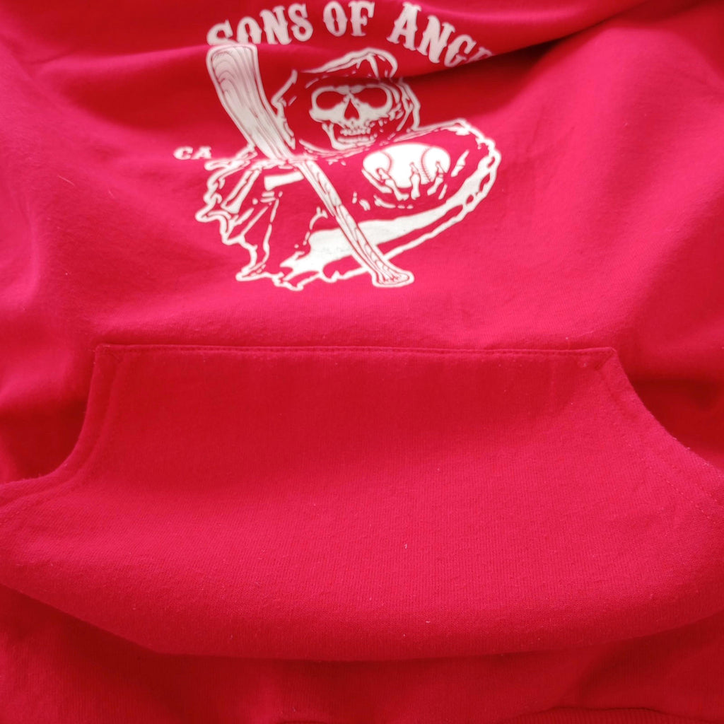 MLB Baseball Hoodie Men's UK Size M Red Jersey Hooded Pockets Los Angeles Angels