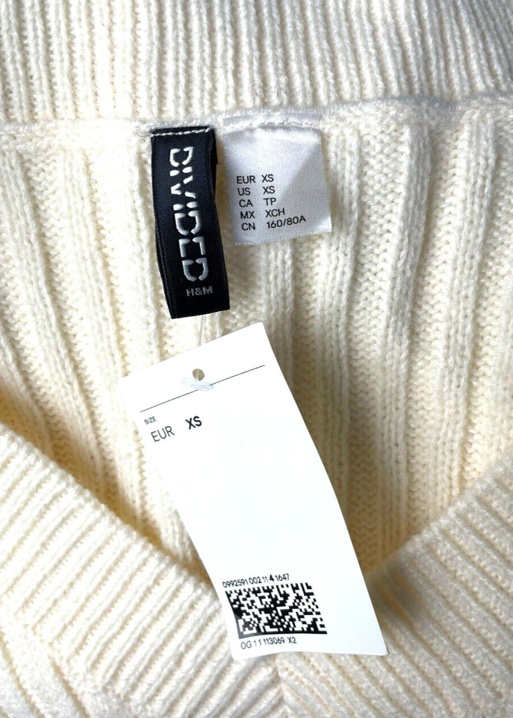 Divided Vest Jumper Light Beige Oversized Rib Knit Women’s UK Size XS