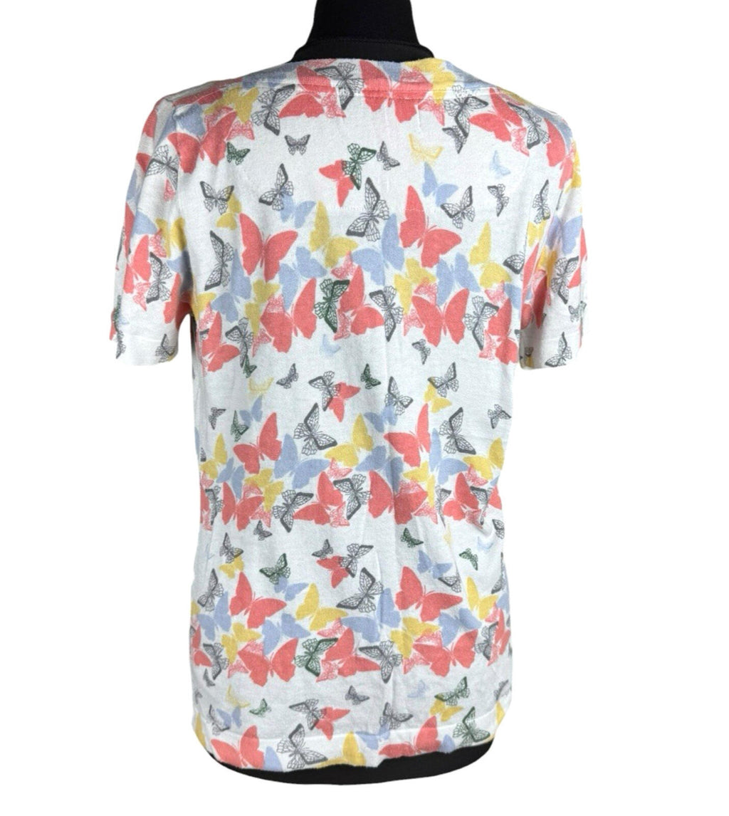 Next Butterfly Print T-Shirt Top Women’s UK Size 12 Multi-Color Studded Accents