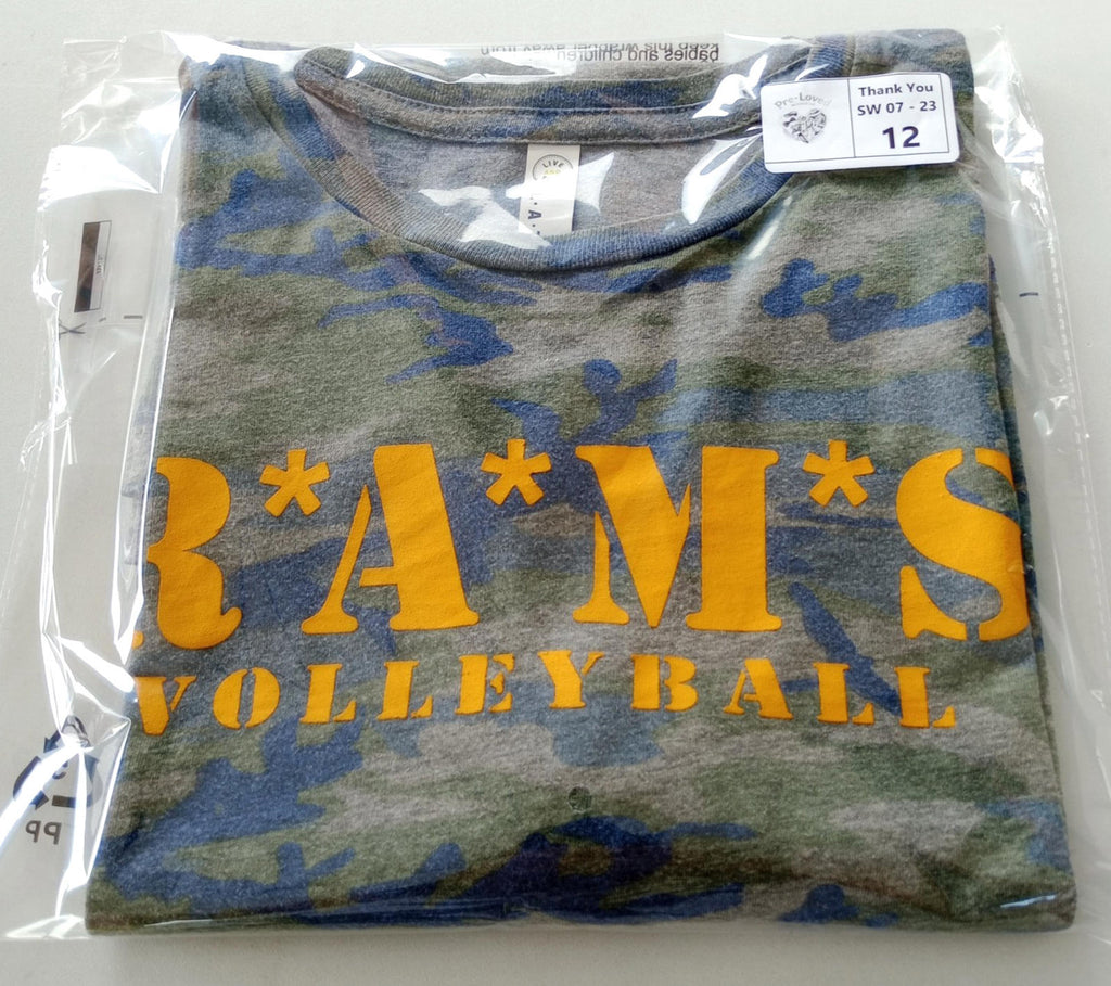 RAMS Volleyball Graphic Print T-Shirt Men's UK Size M Grey Crew Neck Cammo