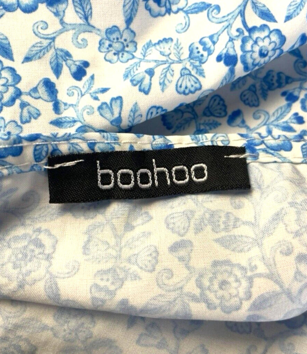 Boohoo Floral Skirt Co Ord Set High Waist Blue & White Women’s UK Size 10