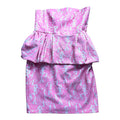 Zara Pink Peplum Dress Strapless Midi Lace Women’s UK Size L
