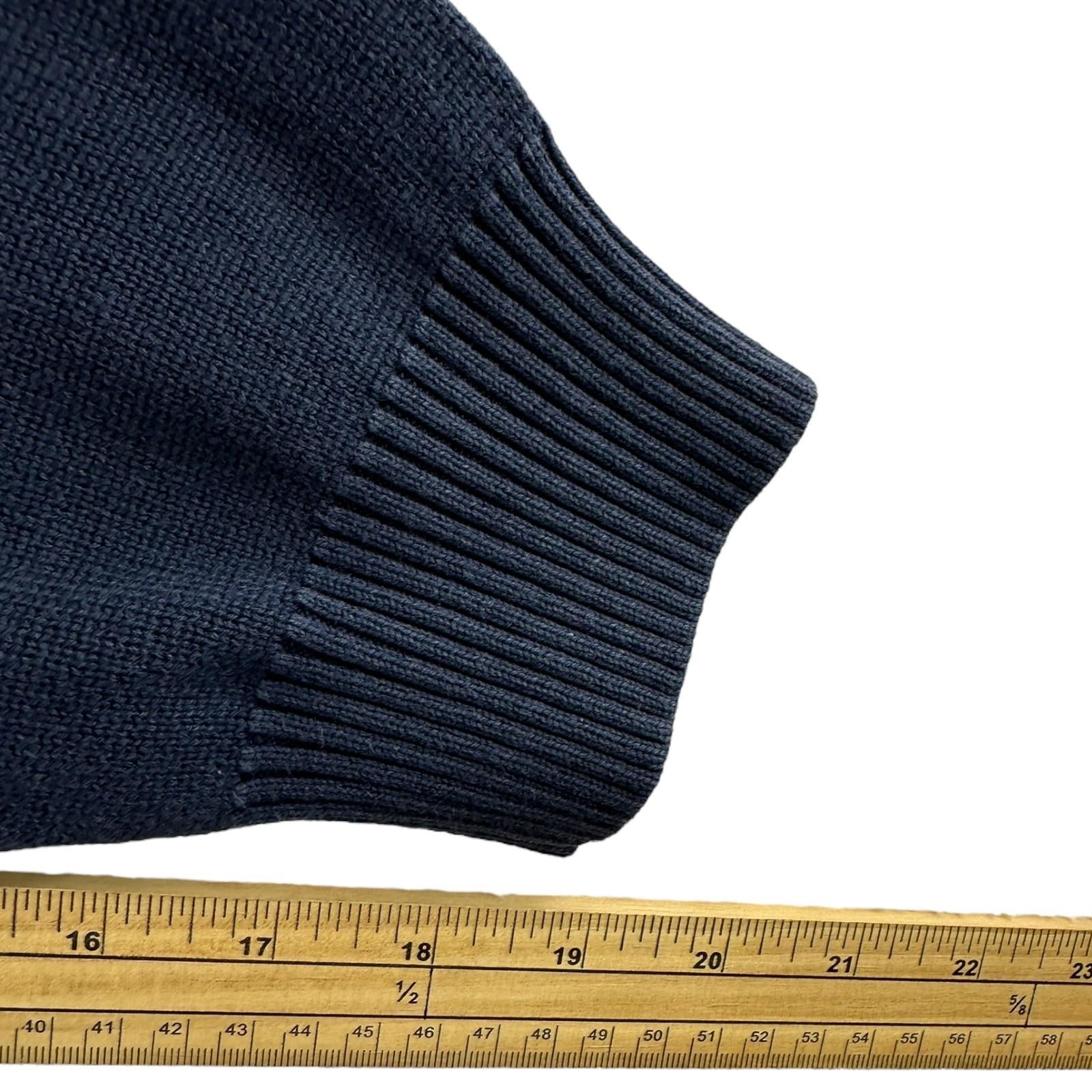Timberland Knit Jumper Men's UK Size L Blue 1/4 Zip 100% Cotton Long Sleeve