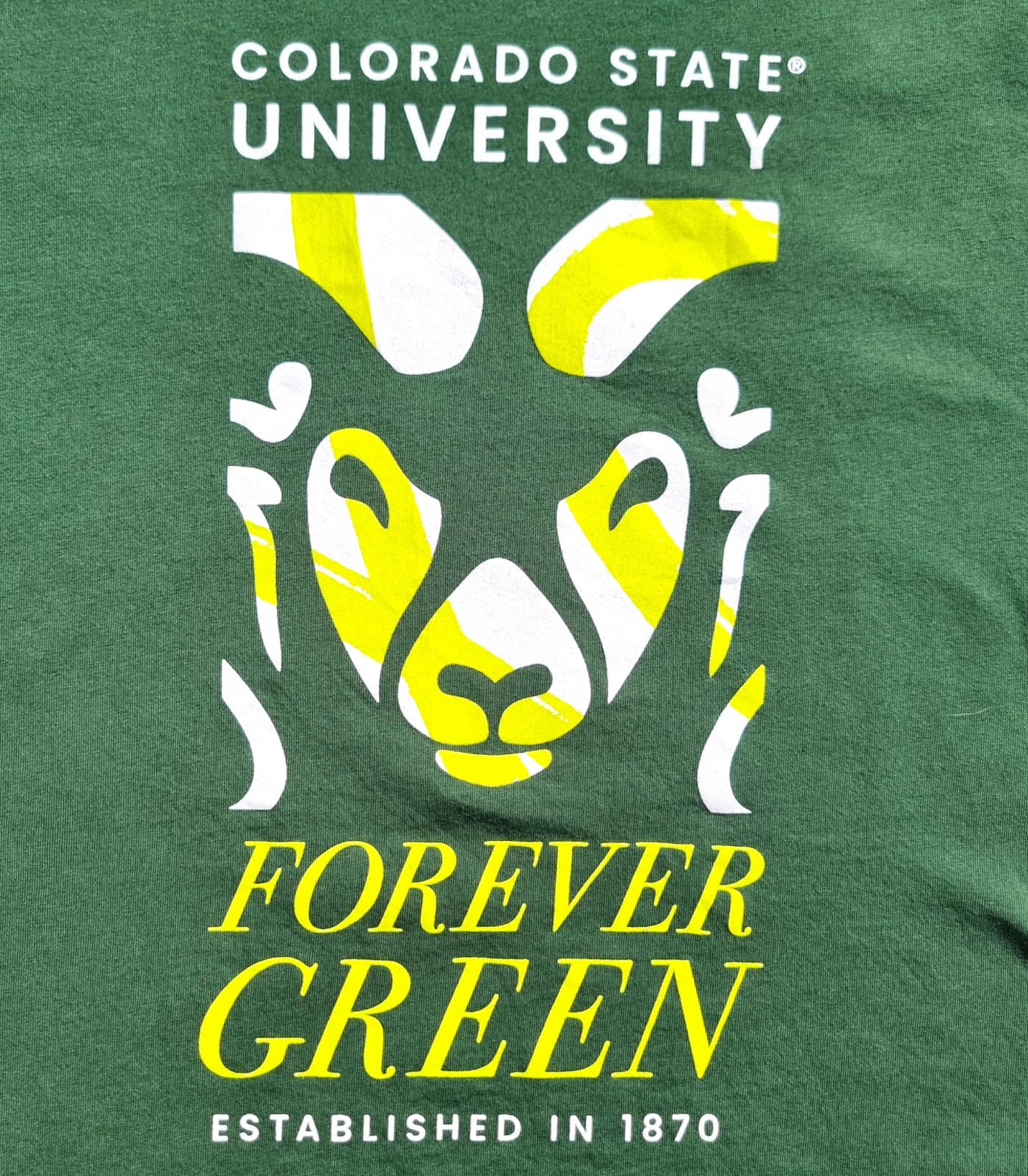 Colorado State University Graphic Print T-Shirt Men's UK Size M Green Crew Neck