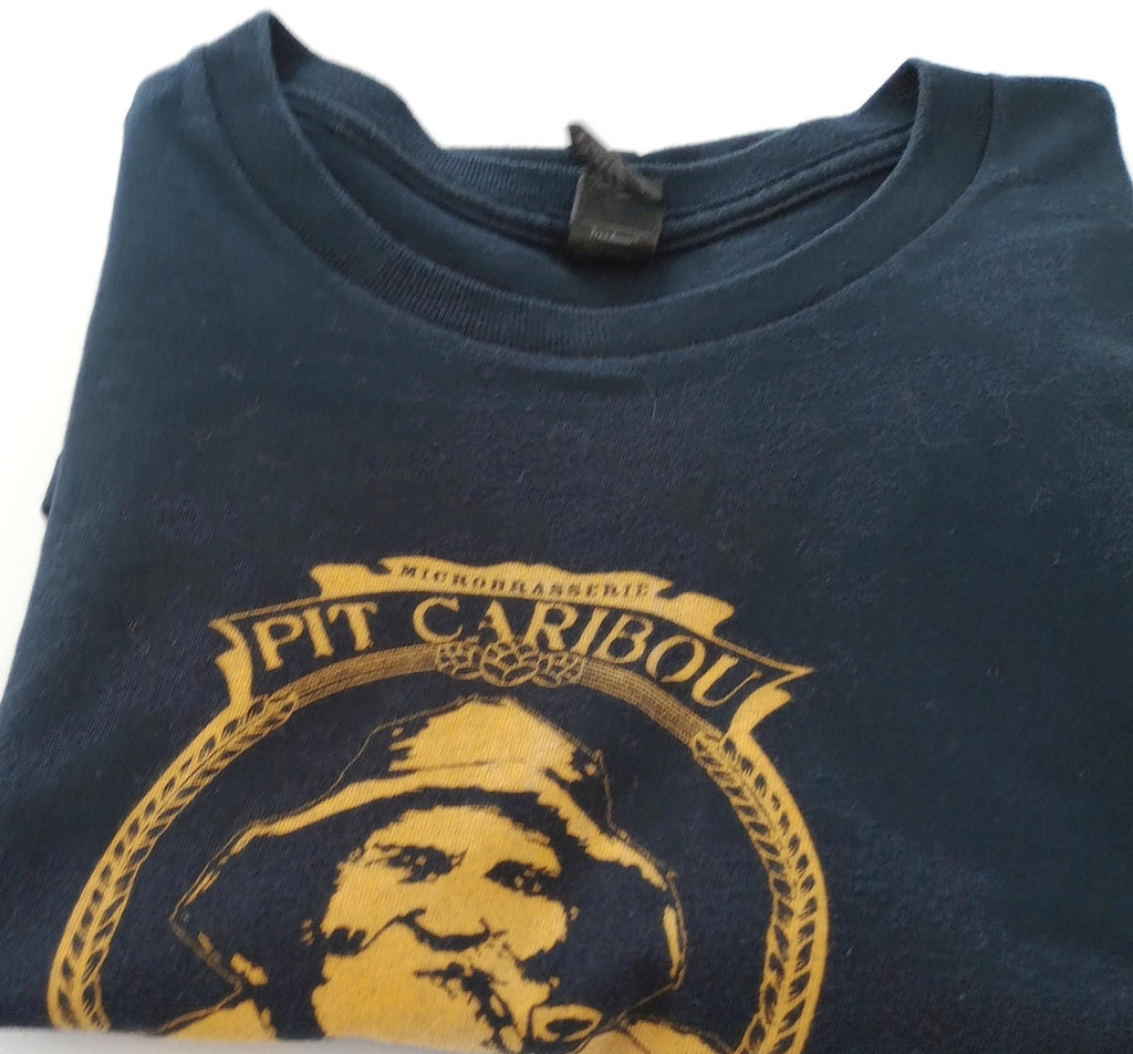 Pit Caribou Graphic Print T-Shirt Men's UK Size XS Black Crew Neck 100% Cotton