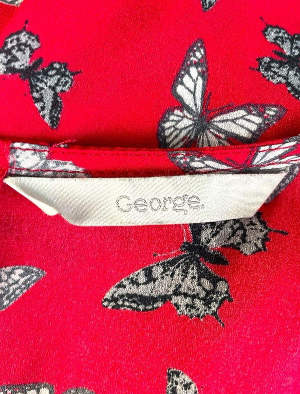 George Red Thin Vest Top Butterfly Print Women’s UK Size 16