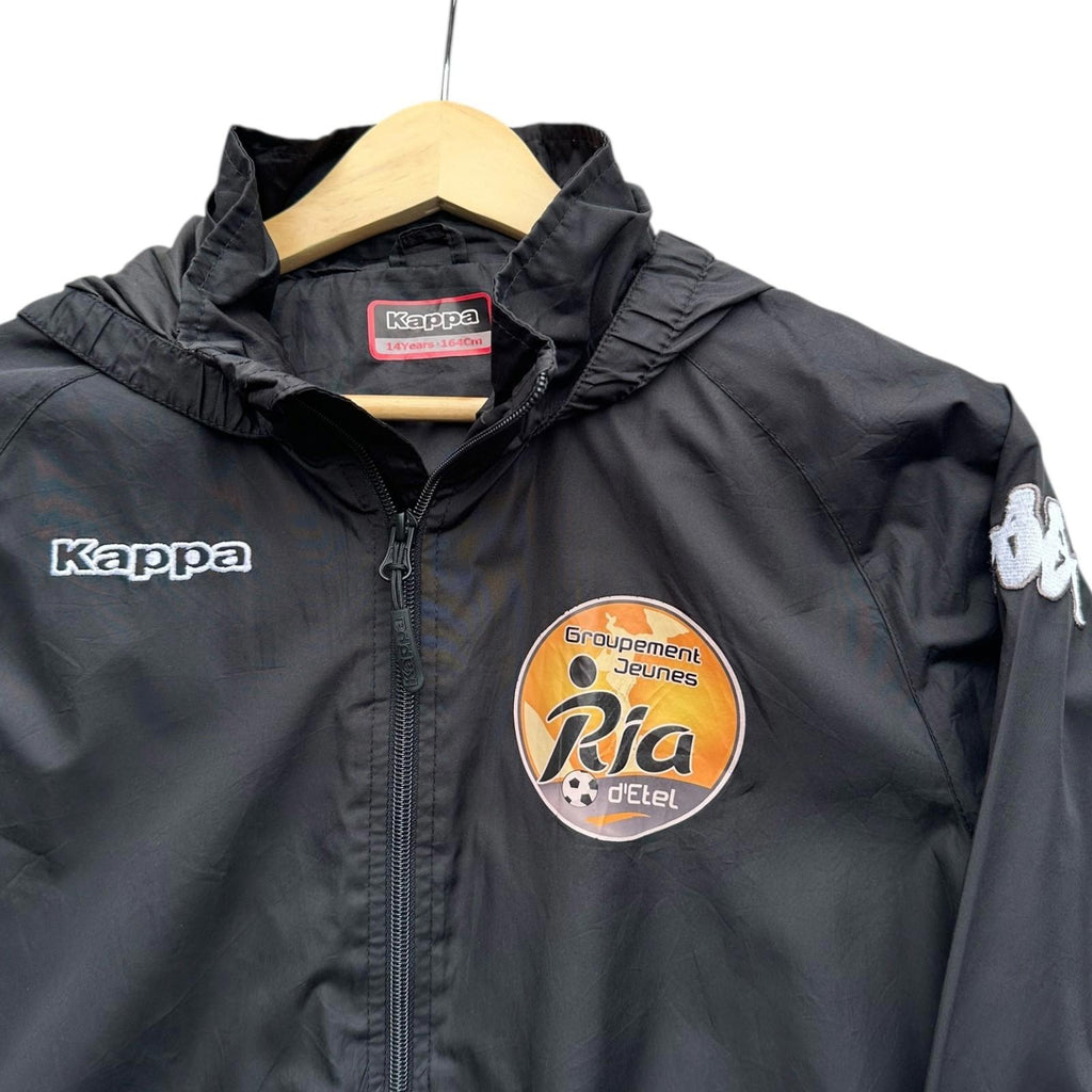 Kappa Windbreaker Kid's UK Size 14 Y Black Groupement Jeunes Football Zip Jacket
