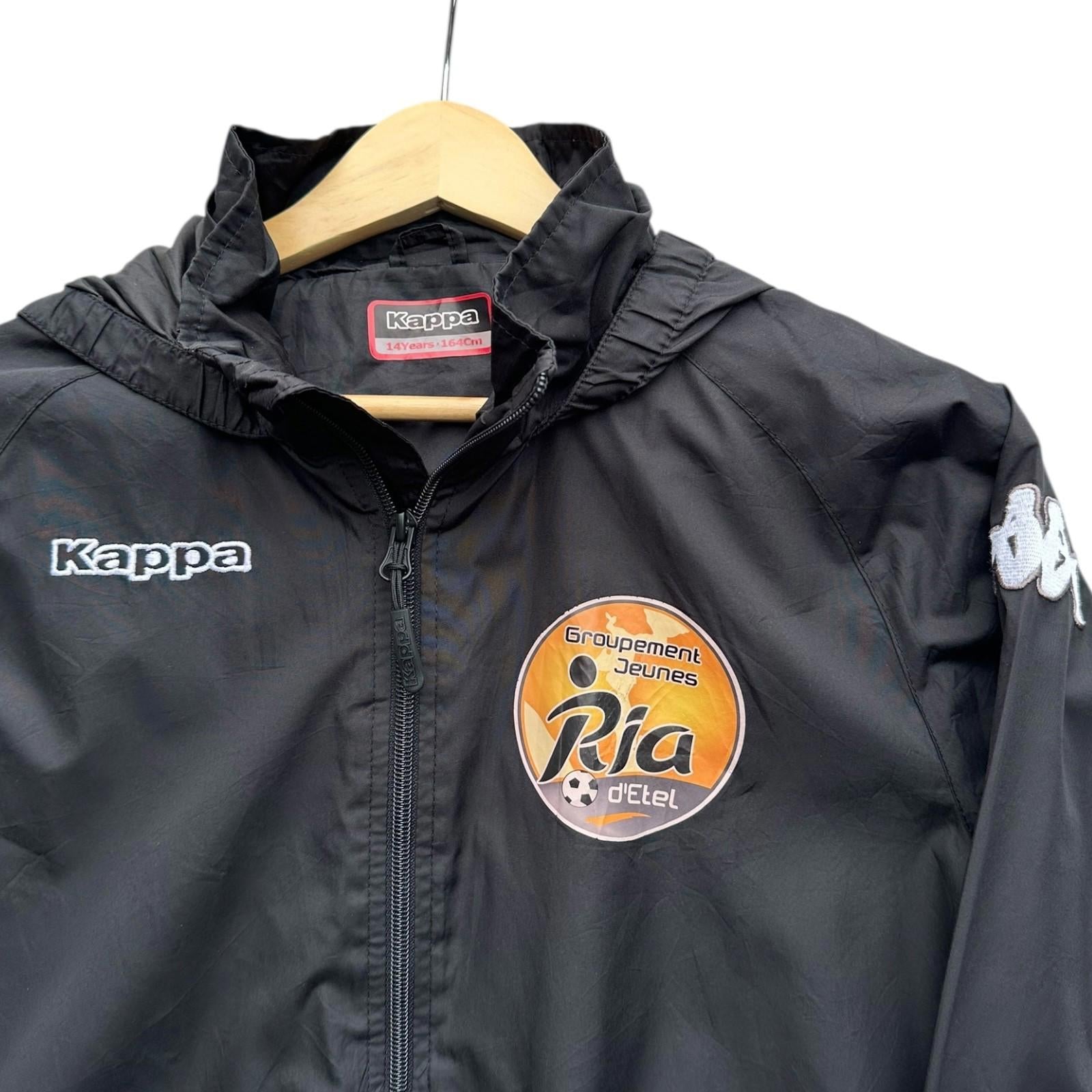 Kappa Windbreaker Kid's UK Size 14 Y Black Groupement Jeunes Football Zip Jacket