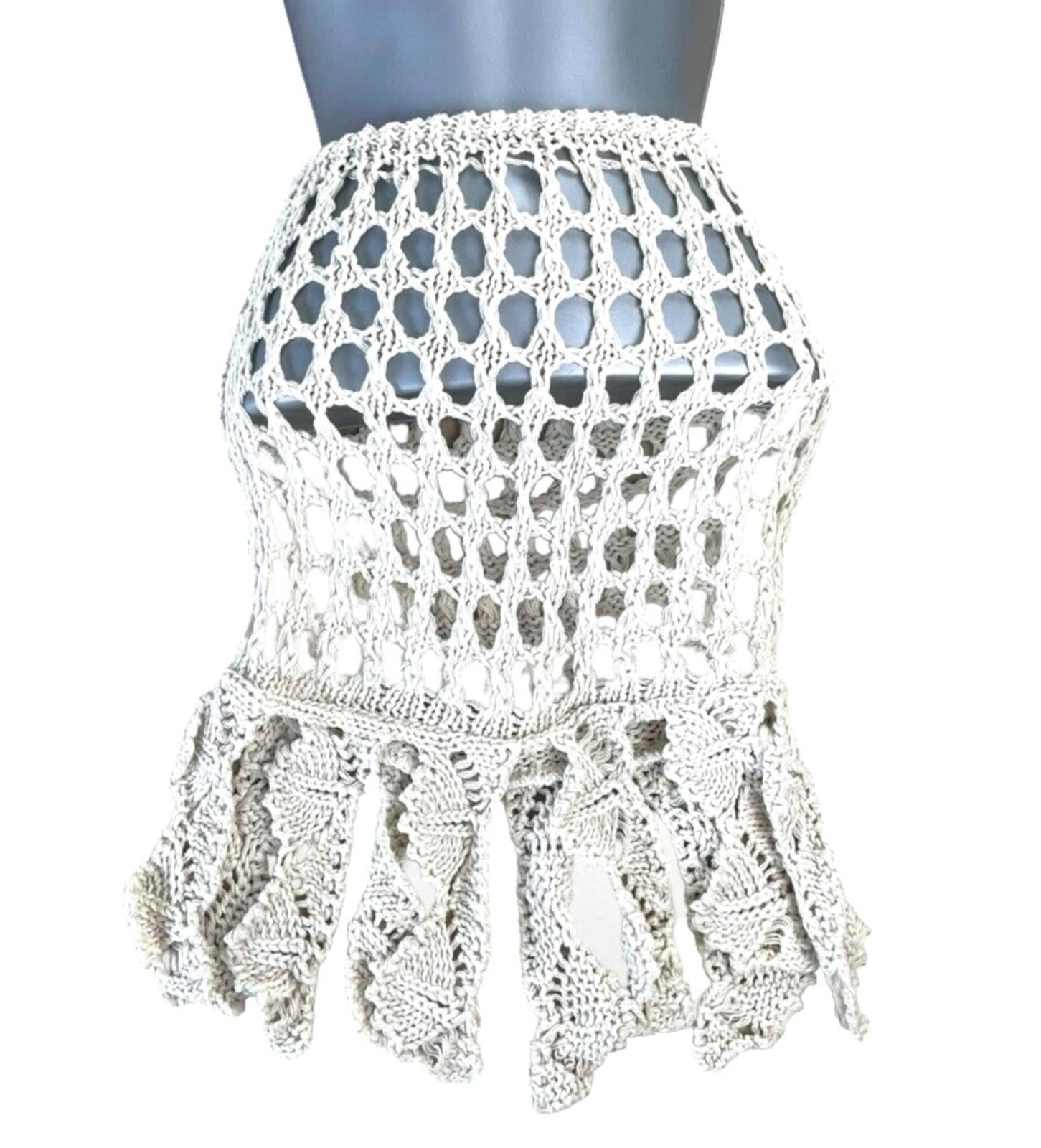 Cream Crochet Style Beach Mini Skirt Women’s UK Size XXS