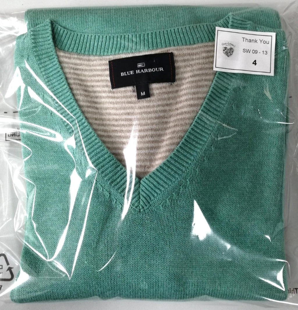 Blue Harbour Knit Jumper Men's Size M Teal Sweater Chest 38-40in 100% Cotton