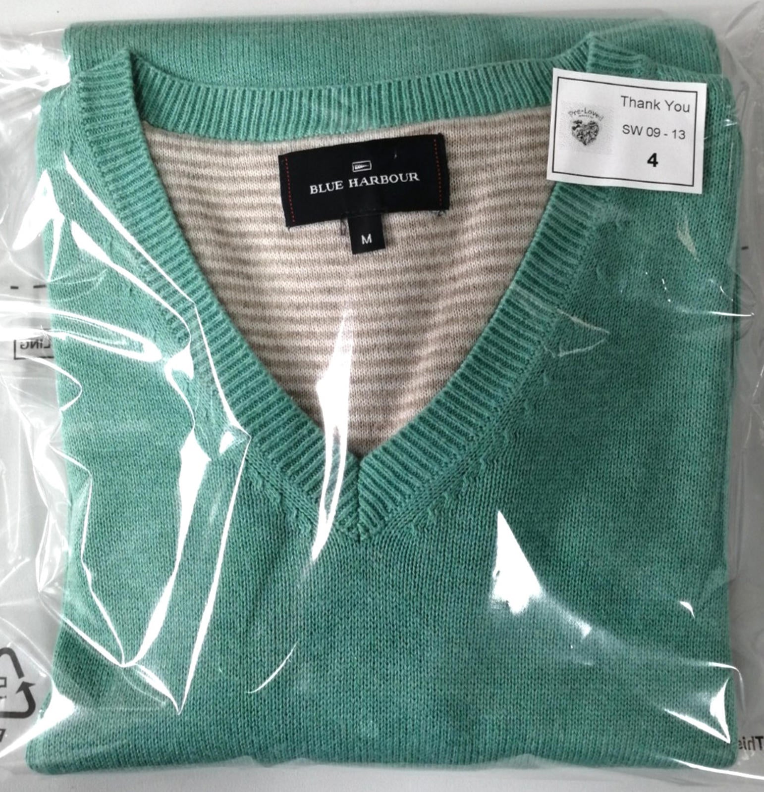 Blue Harbour Knit Jumper Men's Size M Teal Sweater Chest 38-40in 100% Cotton