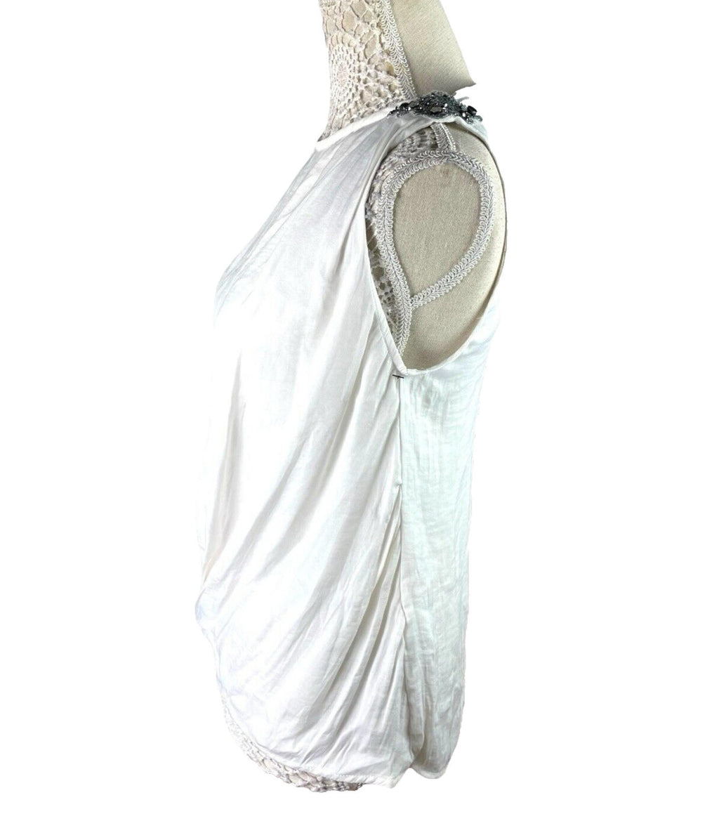 Zara White Vest Top Embezzled Shoulder Women’s UK Size S