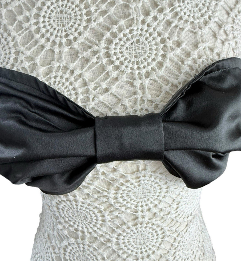 Pretty Little Thing Black Satin Croptop Puffball Sleeve Women’s UK Size 8