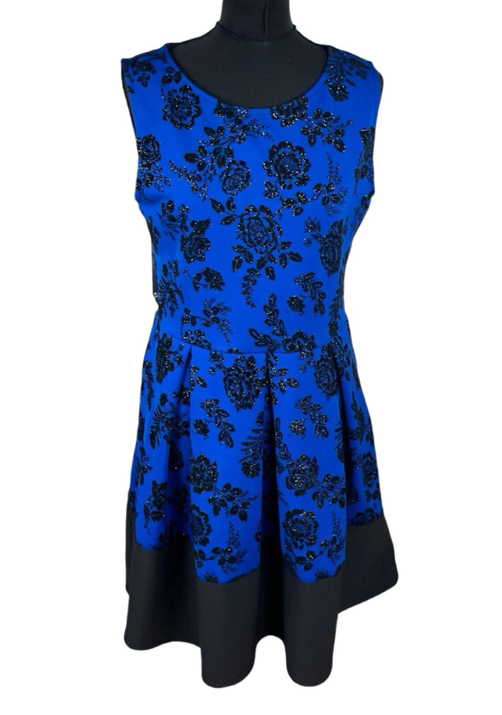Quiz Aline Mini Dress Women’s UK Size 16 Sparkle Floral Blue Black