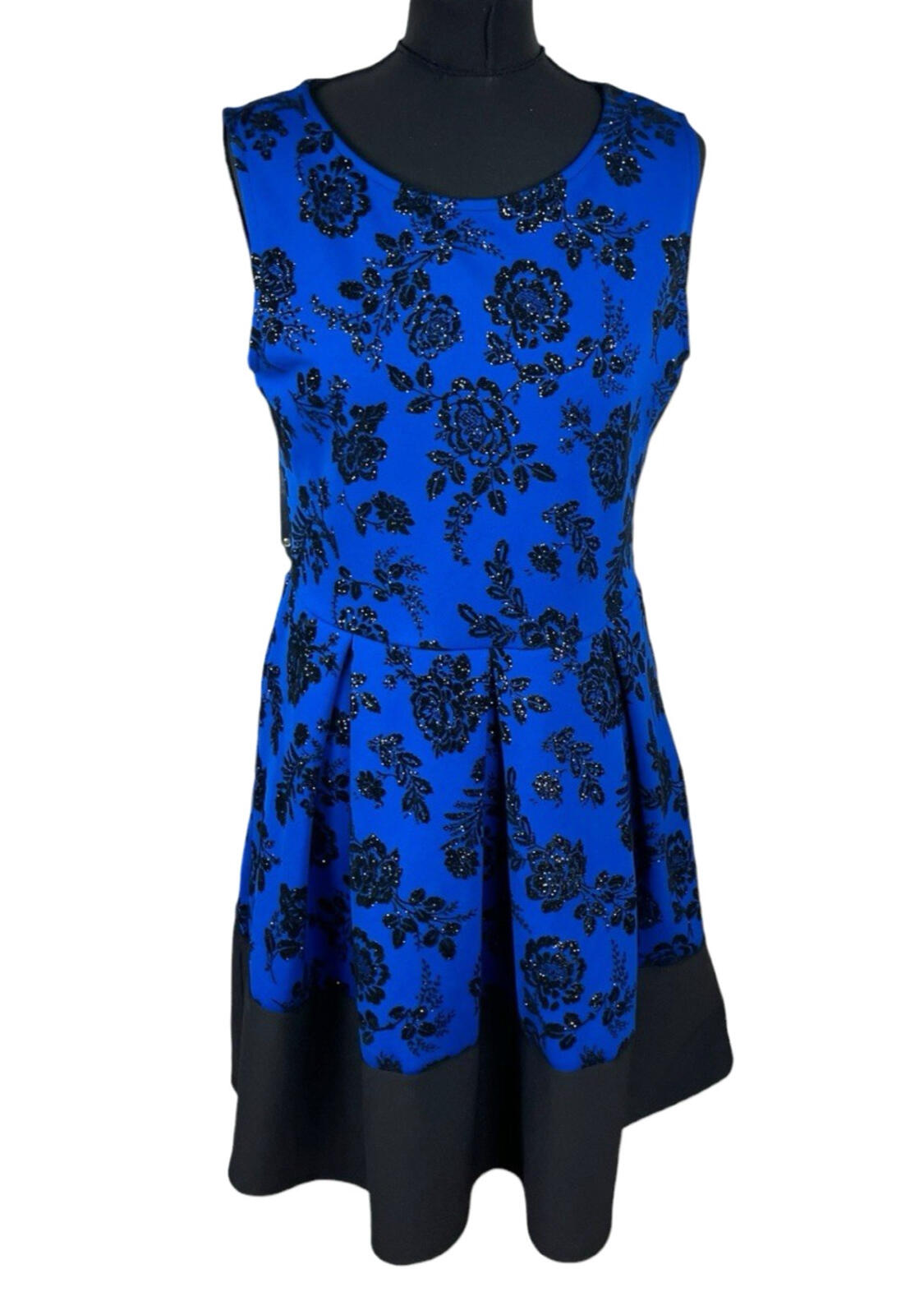 Quiz Aline Mini Dress Women’s UK Size 16 Sparkle Floral Blue Black