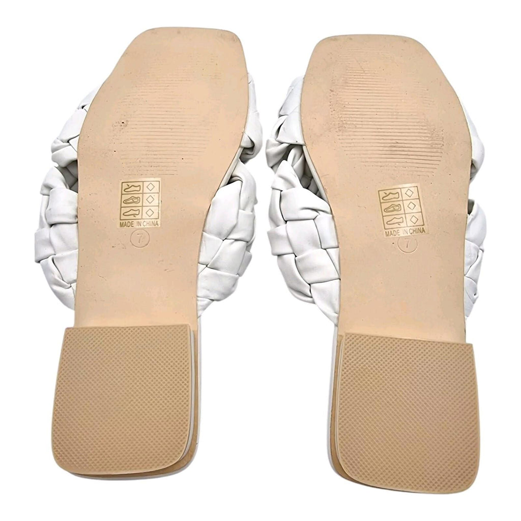 RAID Wide Fit White Destiny Plaited Slide Sandals Women's UK Size 7