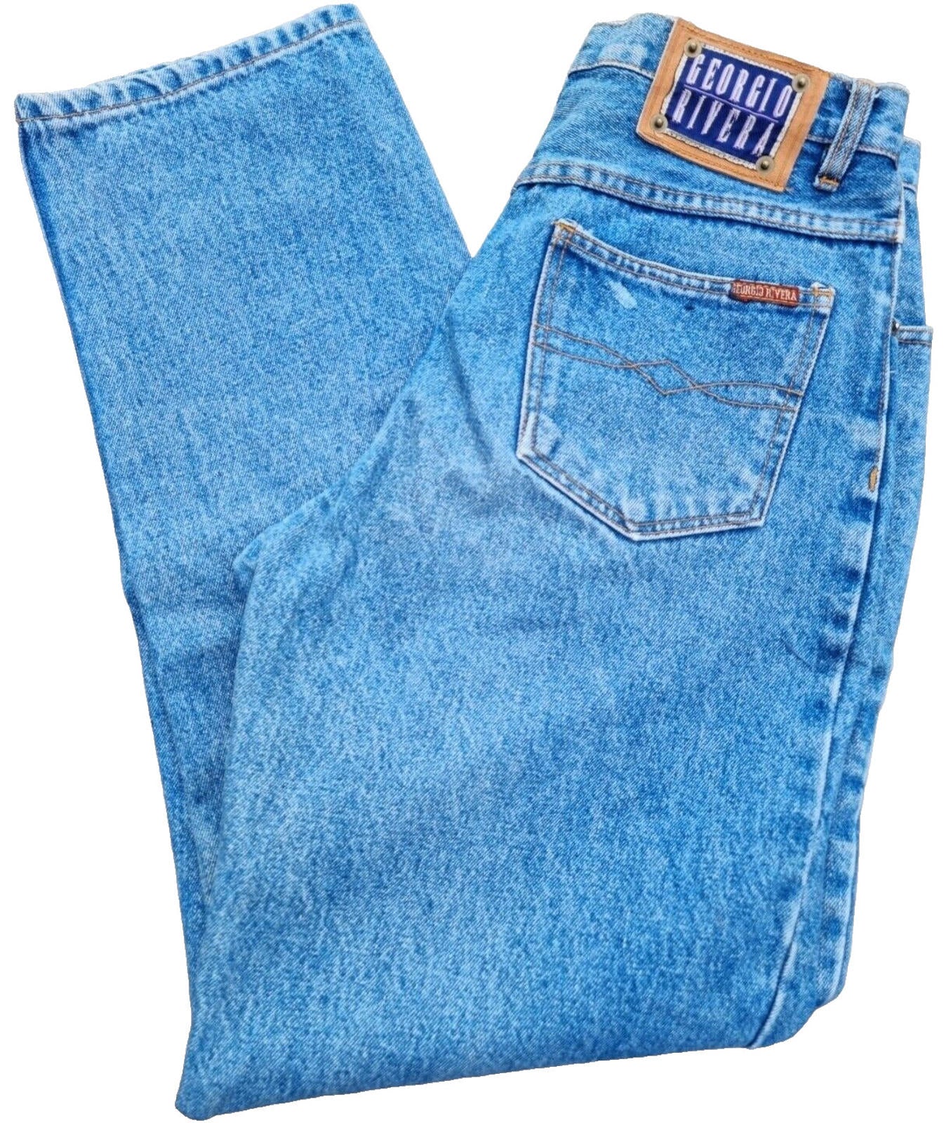 Georgio Rivera Retro Jeans Men's UK Size W30 L30 Blue Denim Straight Leg 90's