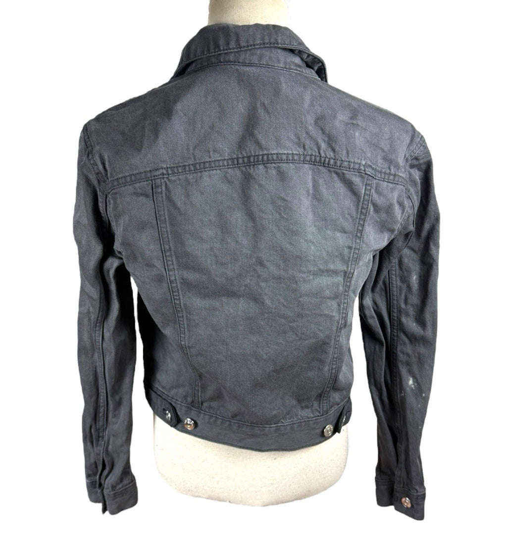 Divided Grey Denim Jacket Collared Pockets Grunge Relaxed Fit Women’s UK Size 6