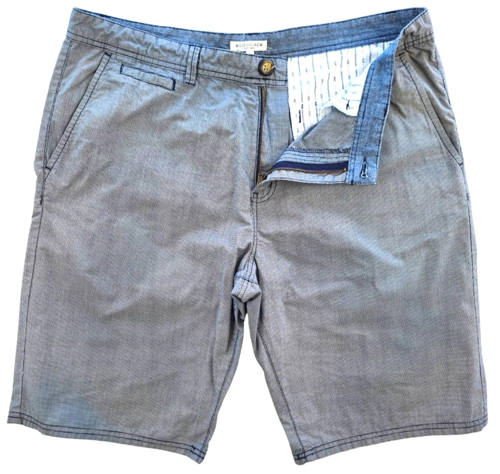 George Boston Crew Chino Shorts Blue Check Pockets Men's UK Size 38" Waist