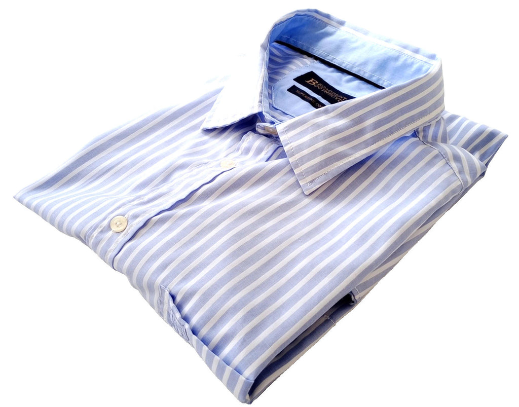 Broadbents & Boothroyds Shirt Men's UK Size 2XL Blue Stripe 100% Cotton Pocket