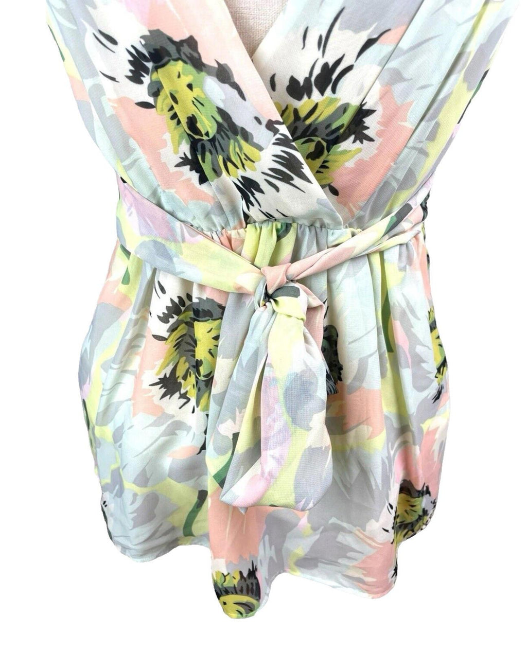 Ted Baker Floral Chiffon Top Beaded  Pastel Size 3 (UK Size 12)