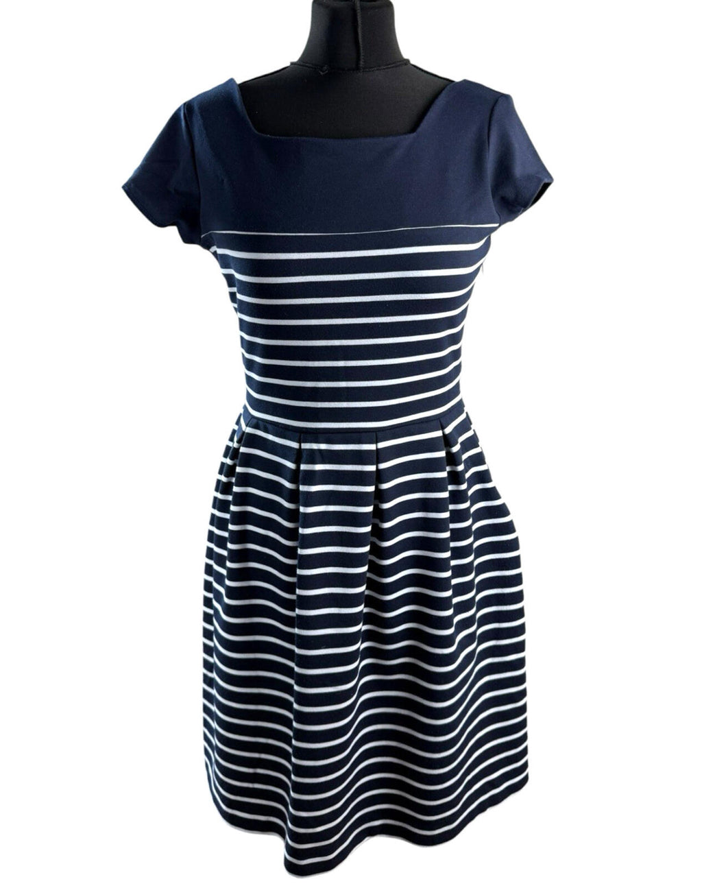 La Redoute Skater Dress Women’s UK Size Square Neck Mini Navy White Stripe