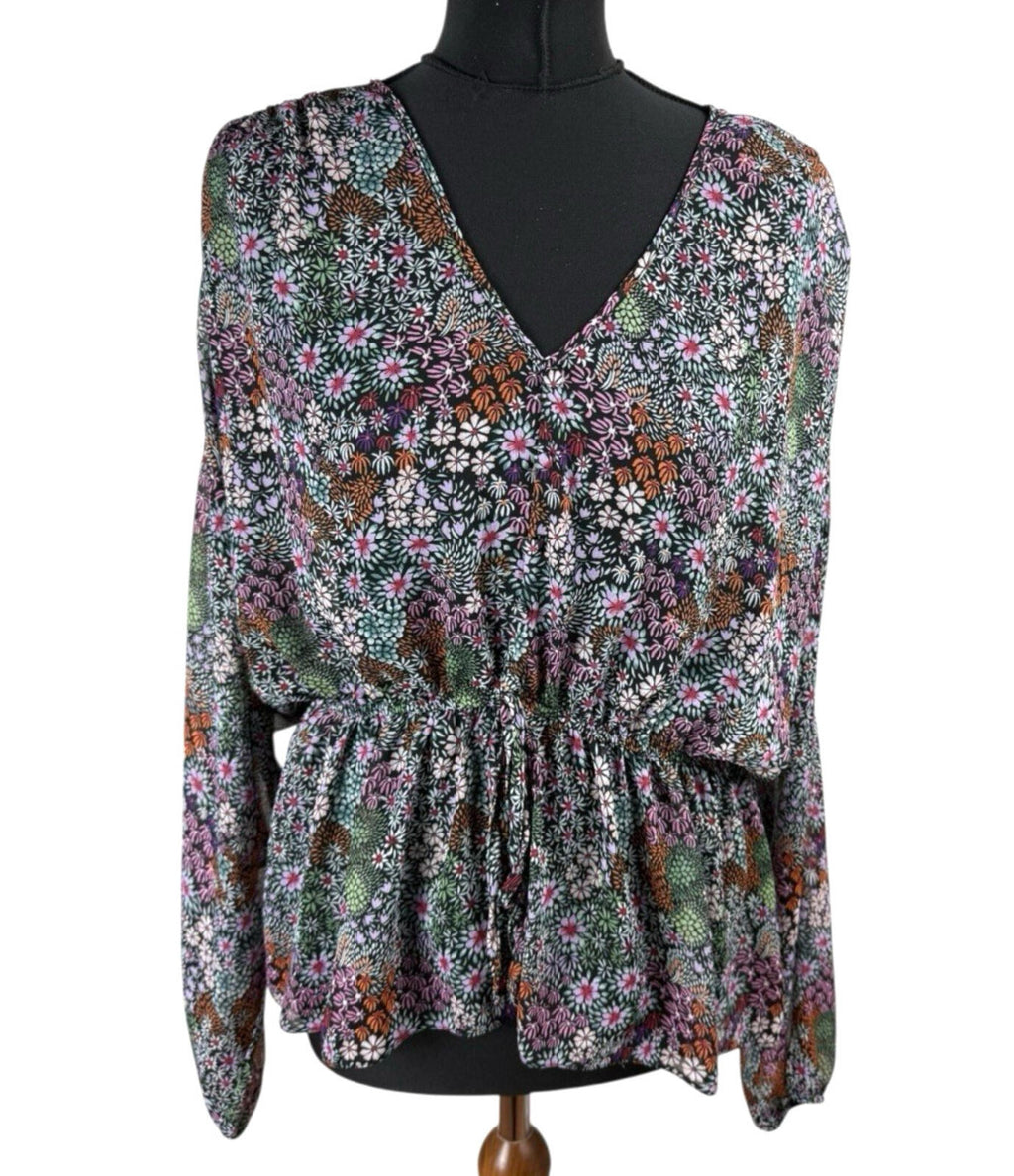 George Floral chiffon Blouse Women’s UK Size Multicolour Long Sleeve Semi Sheer