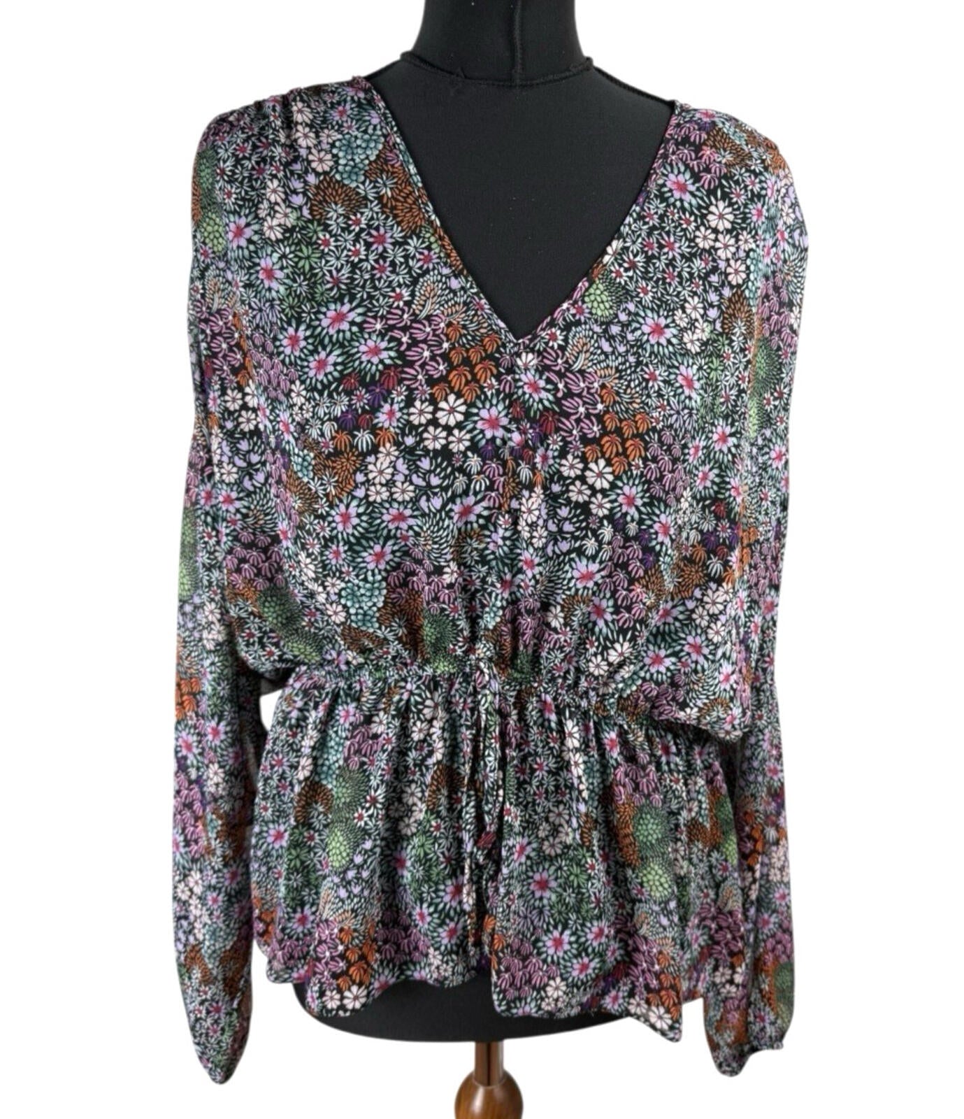 George Floral chiffon Blouse Women’s UK Size Multicolour Long Sleeve Semi Sheer