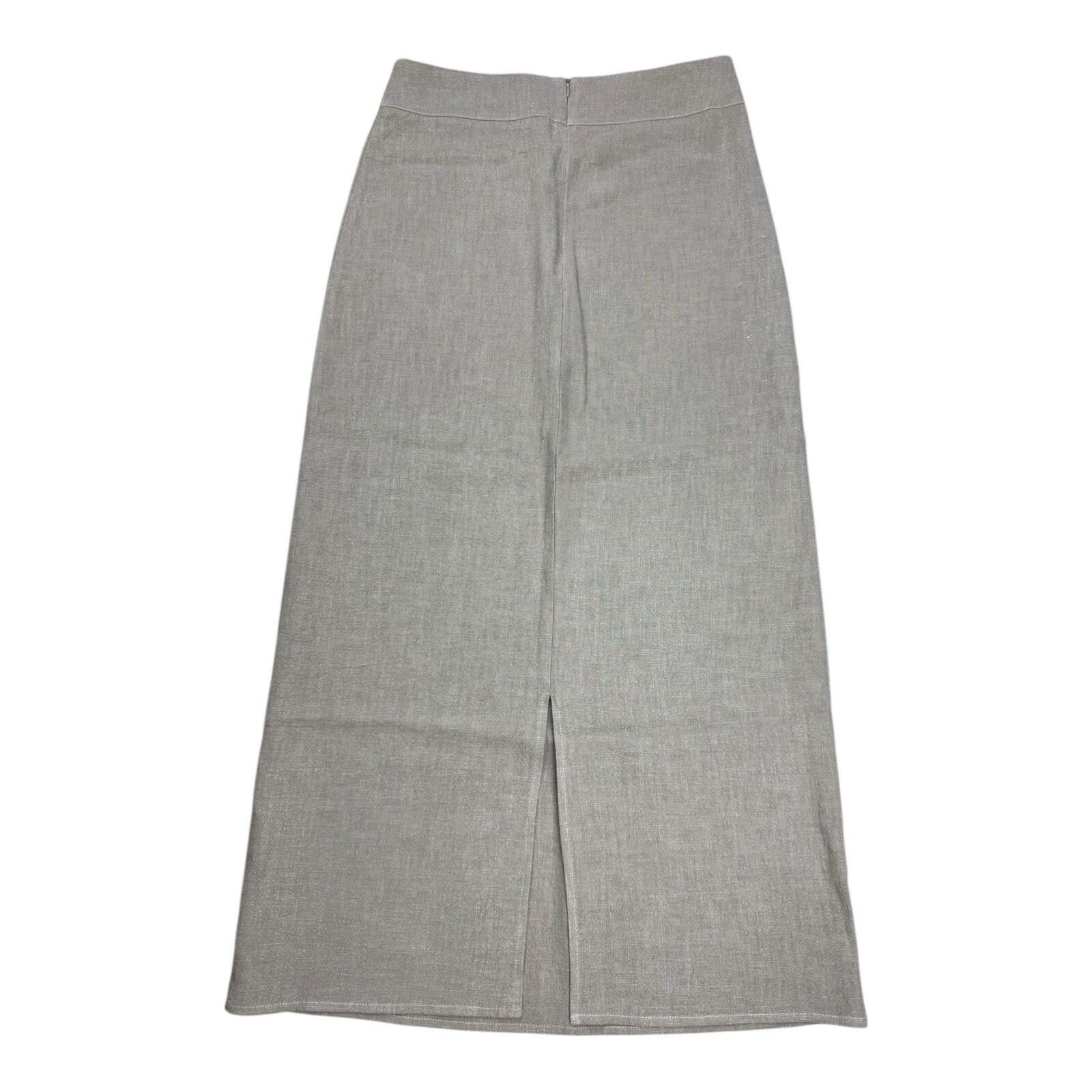Linein Maxi Skirt Women’s UK Size S Kahki Green High Waist Zip Fastening
