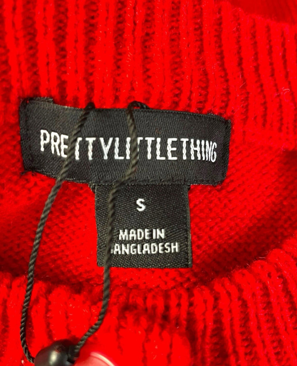Pretty Little Thing Red Tight Knit Cardigan Button Fastening Women’s UK Size S